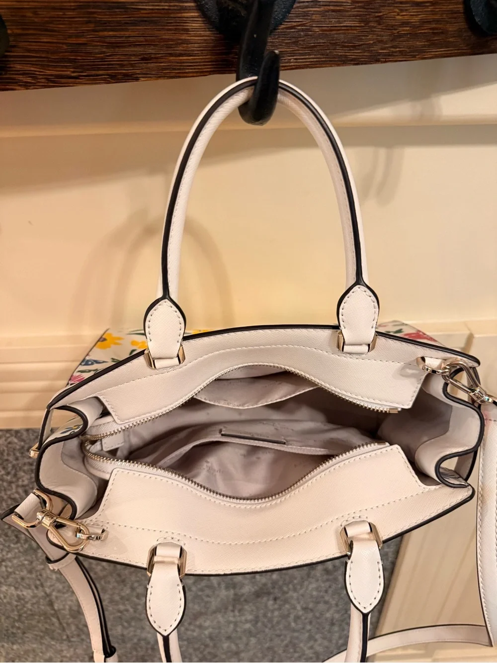 kate spade Cream Floral Convertible Satchel with Multicolor Print